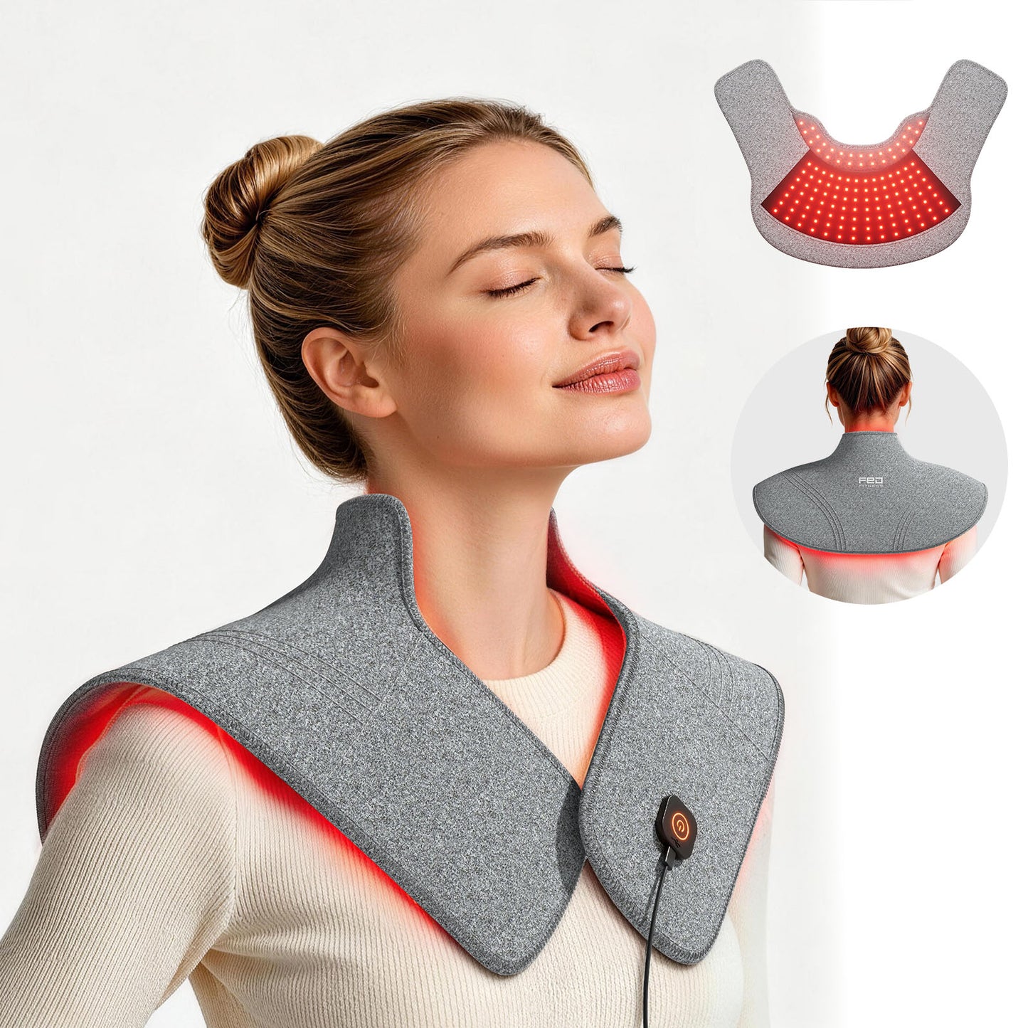 FED FITNESS Red Light Therapy Pad for Neck Shoulder, Wearable Near Infrared Light Wrap for Body