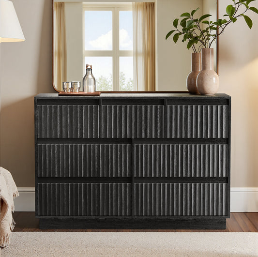 KOLIGEY 7-Drawer Dresser 47"W Double Dresser With Waveform Fluted Panel