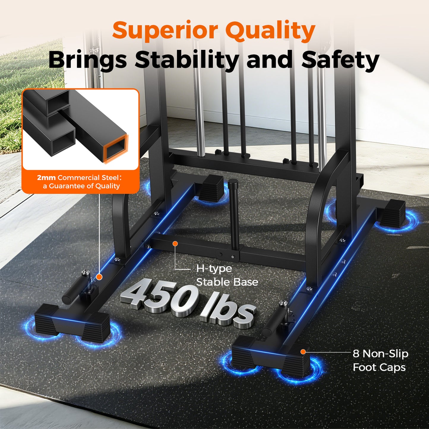 Sportsroyals Power Tower Pull Up Bar Station, 450LBS Stable Pull Up Dip Station for Home Gym Strength Training Equipment (Copy)