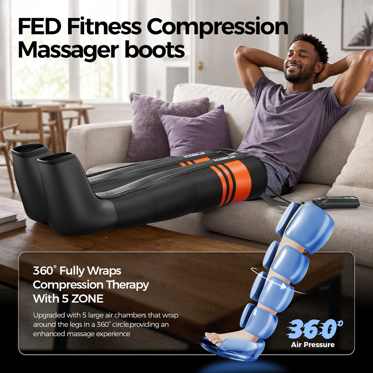 FED FITNESS Leg and Foot Air Campression Pressure Device
