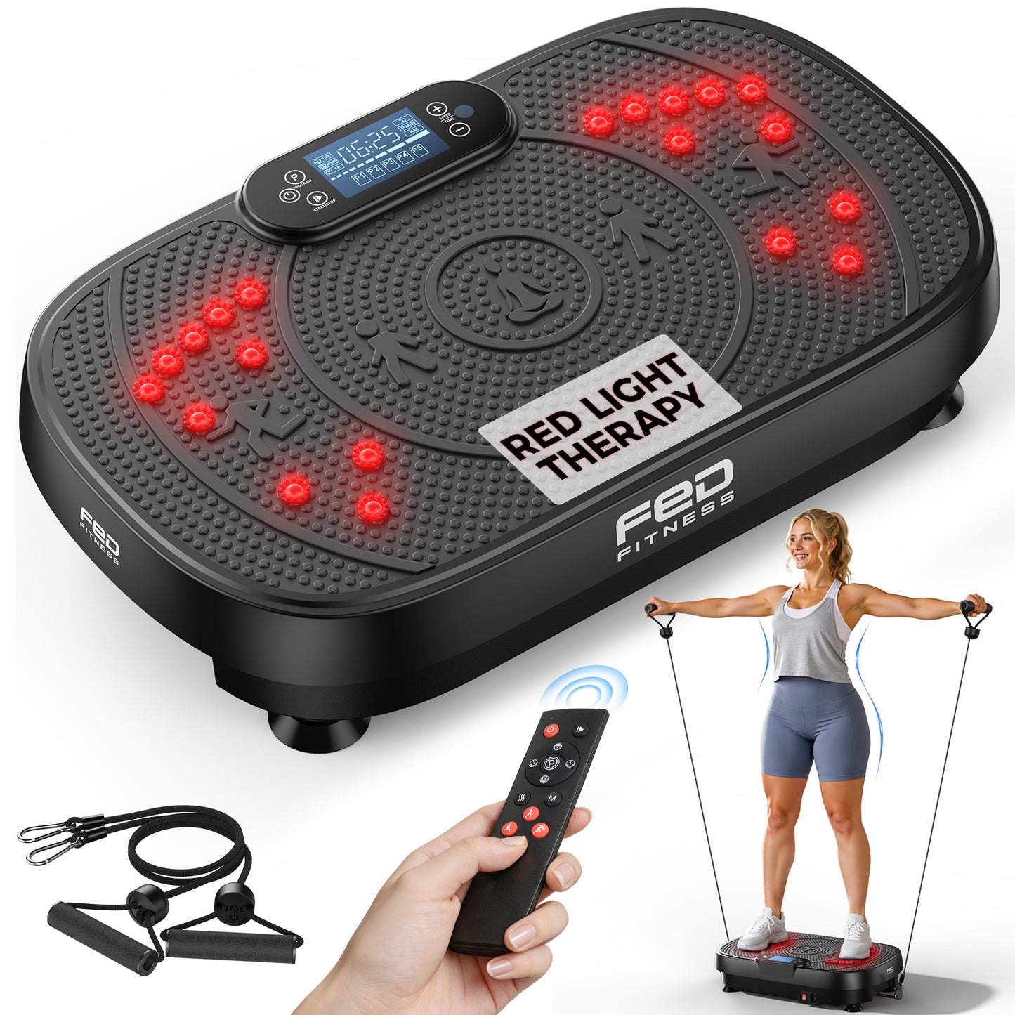 FED FITNESS Vibration Plate Exercise Machine,Curved Vibration Plate for Lymphatic Drainage Weight Loss,Workout Equipment for Women Men Home