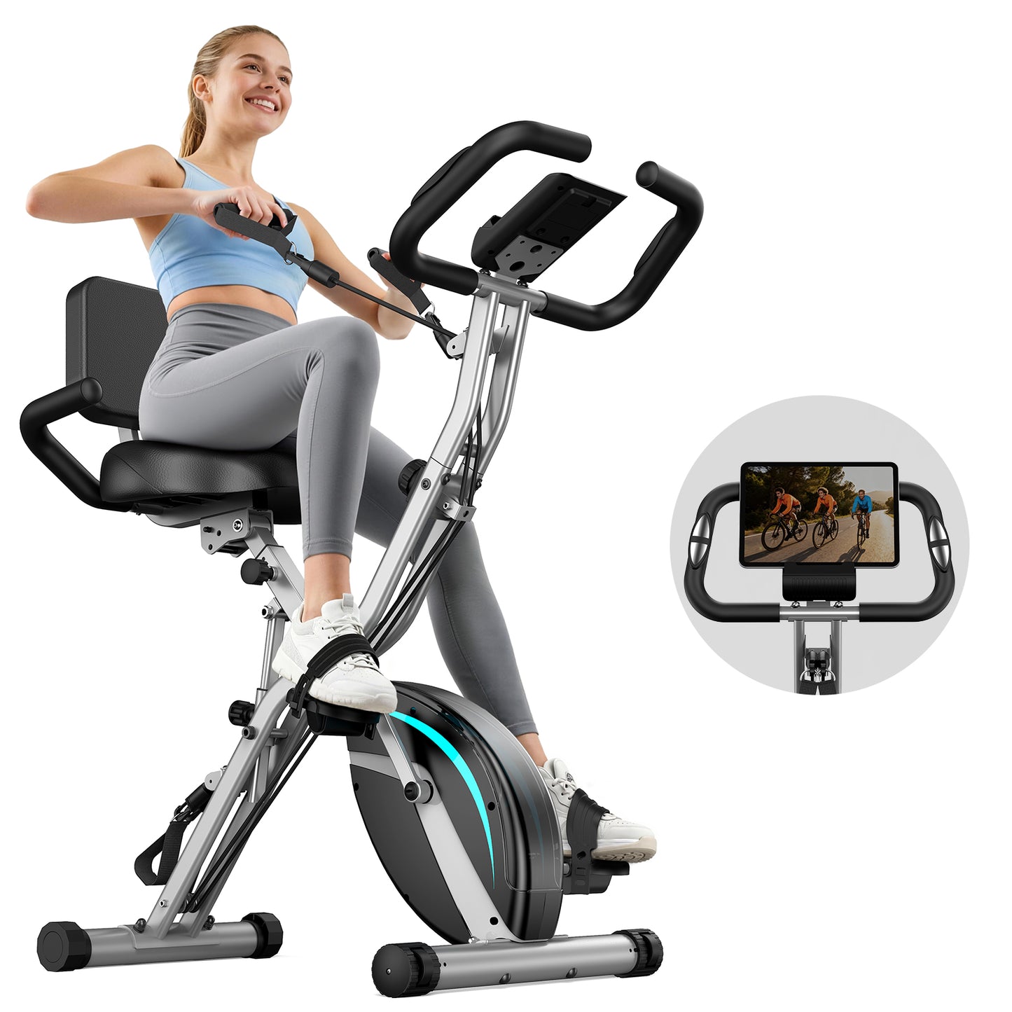 FED FITNESS 5 IN 1 Folding Exercise Bike with 6.6 LBS Flywheel & 16 Levels of Resistance, 330LB Weight Capacity Indoor Workout Cycling Bike for Home Gym (4.4)  92 ratings