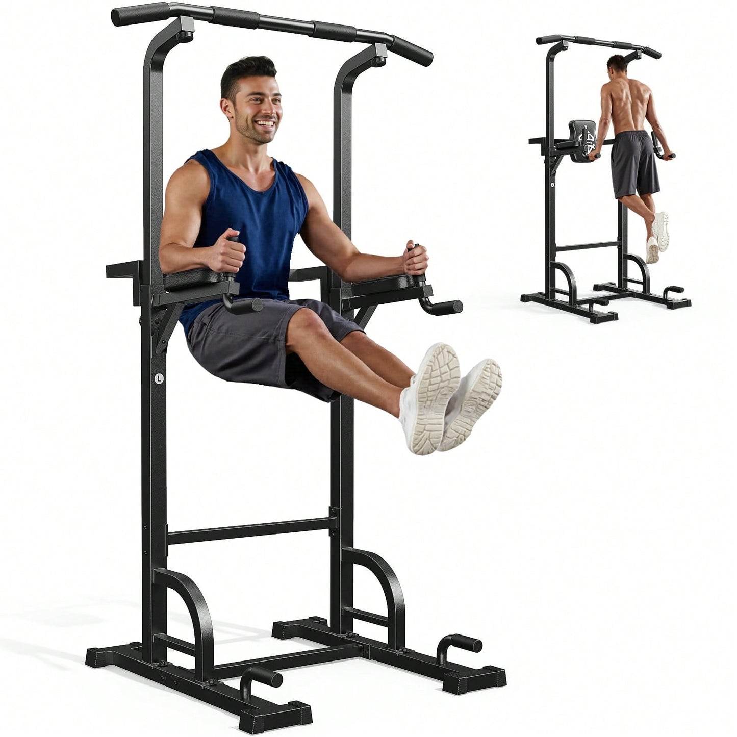 FED FITNESS Adjustable Power Tower 450lbs Max Weight Dip Station Pull up Bar Power Rack Push up Resistance Band for Home Gym