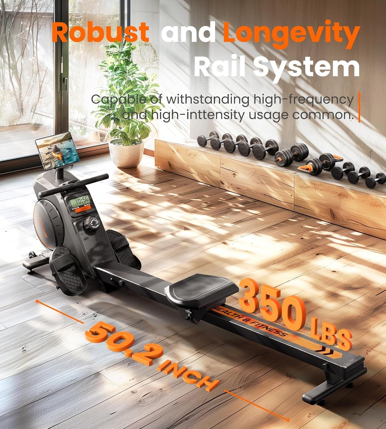 YOSUDA Rowing Machine for Home, Magnetic Rower Machine for Beginners to Athletes, Use with Resistance Adjustment Function, Bluetooth, App Supported, LCD Monitor, and Comfortable Seat Cushion