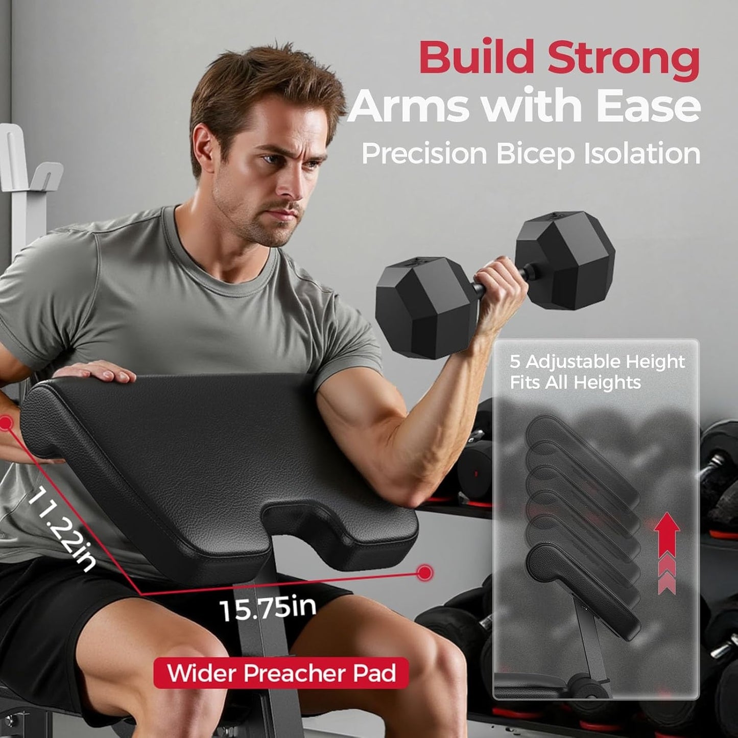 FLYBIRD Standard Weight Bench with Preacher Curl, Leg Developer