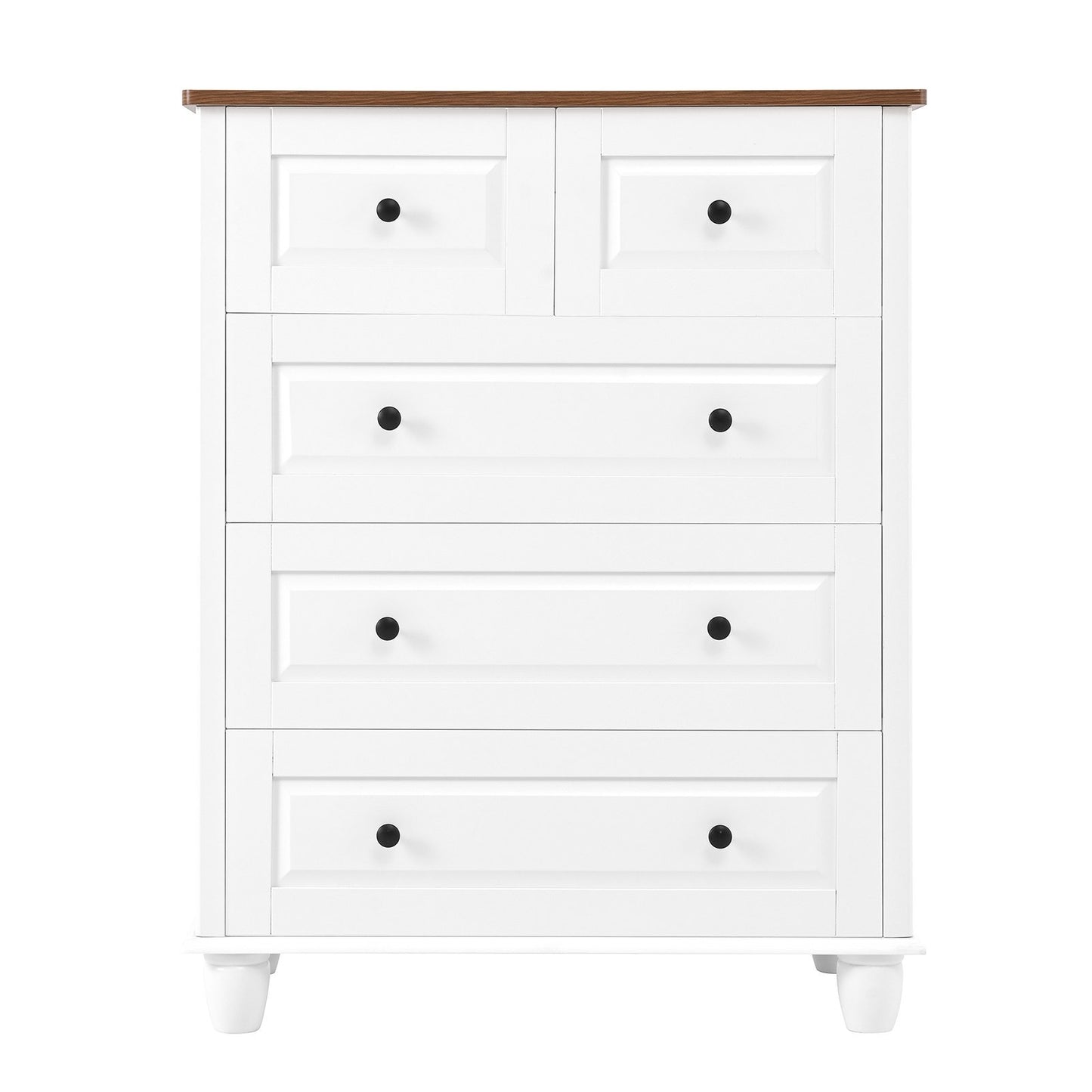 Bedroom White Dresser 4 Drawers Spacious Storage Organizer Chest with Brushed Metal Handle for Living Room