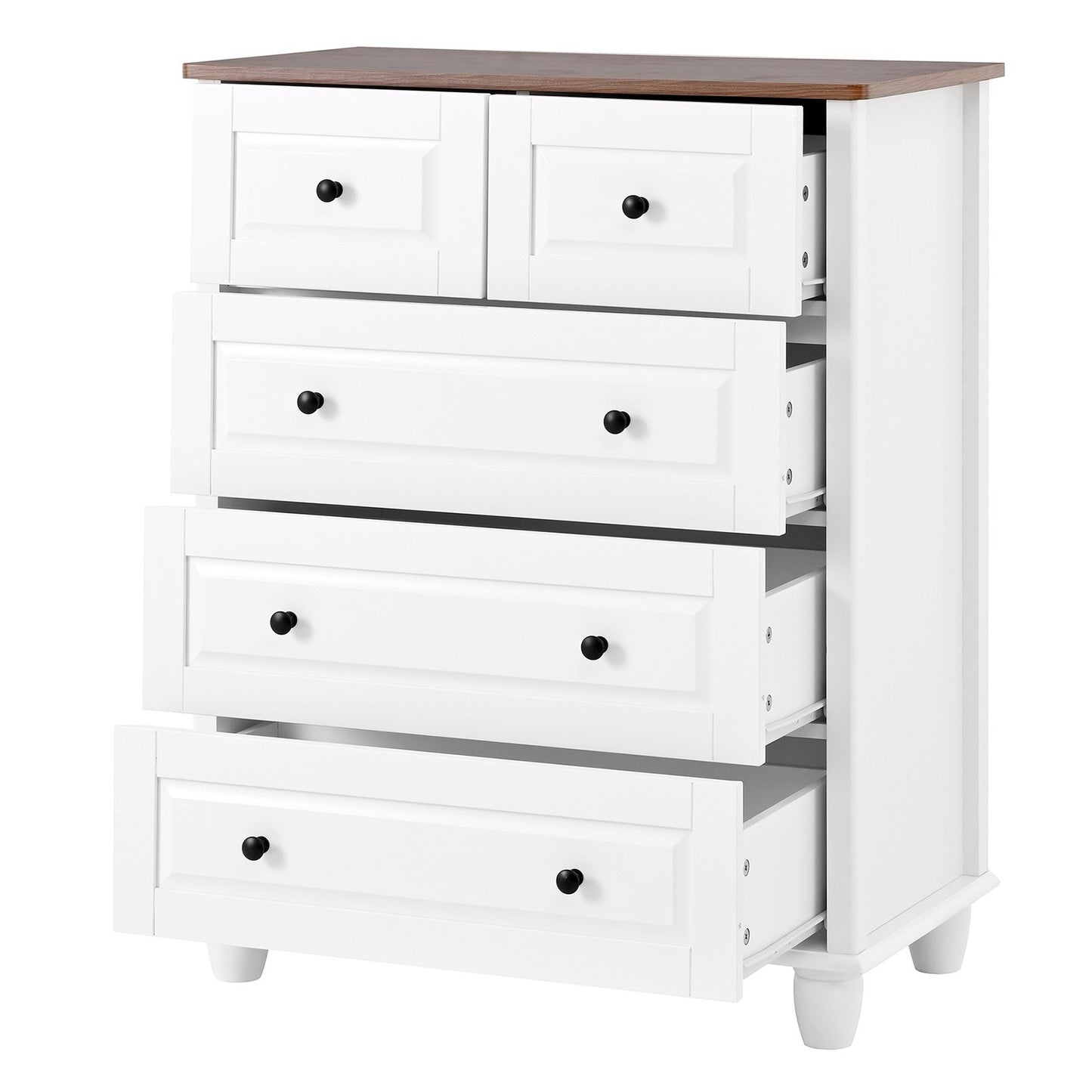 Bedroom White Dresser 4 Drawers Spacious Storage Organizer Chest with Brushed Metal Handle for Living Room