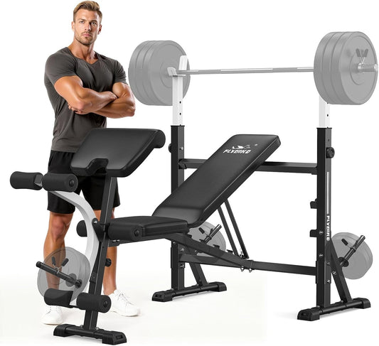 FLYBIRD Standard Weight Bench with Preacher Curl, Leg Developer