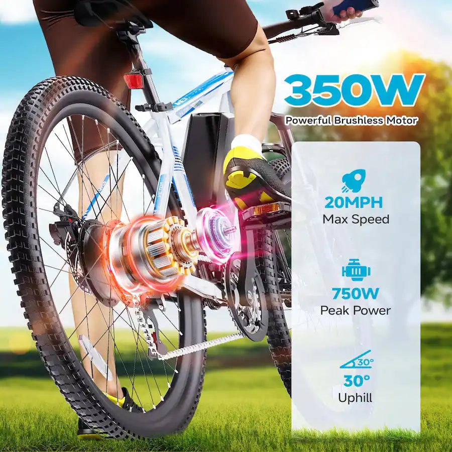 QNUT - VICTOR 3.0 26" Electric Bike for Adults, 350W Motor, Commuting E-Bike with Steel Frame & Mechanical Disc Brakes