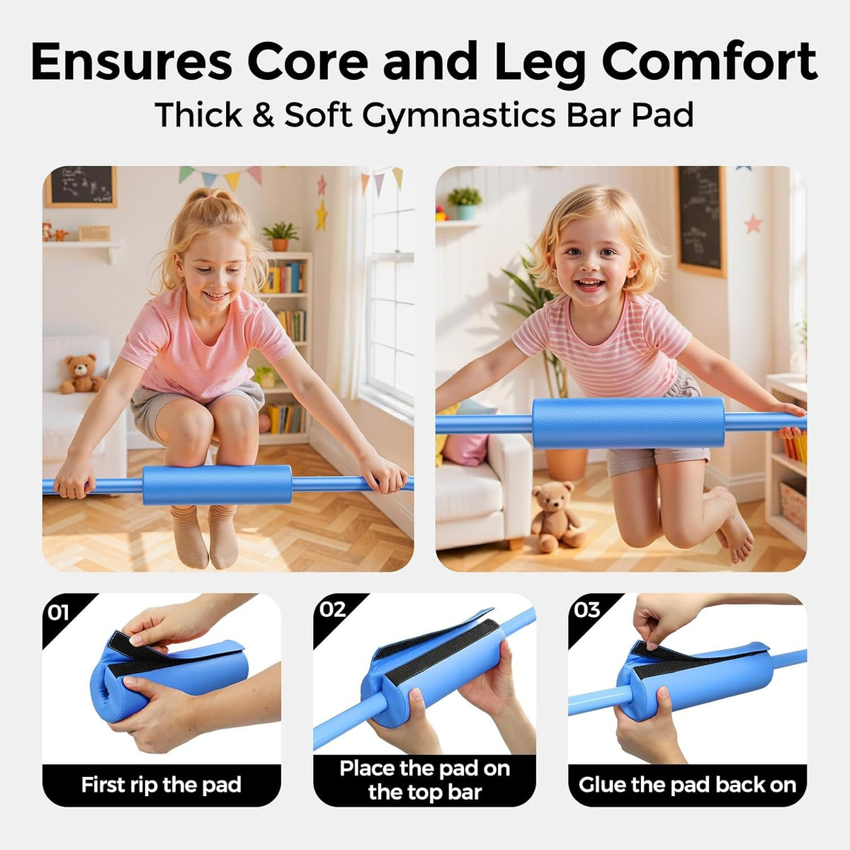 Sportsroyals Gymnastics Bar for Kids,Adjustable Height Gymnastic Horizontal Bars,Folding Gymnastic Junior Training Kip Bar for Home