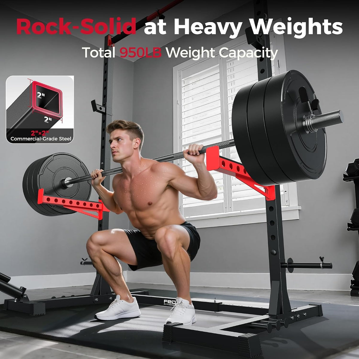FLYBIRD Adjustable Squat Rack with Pull-Up Bar
