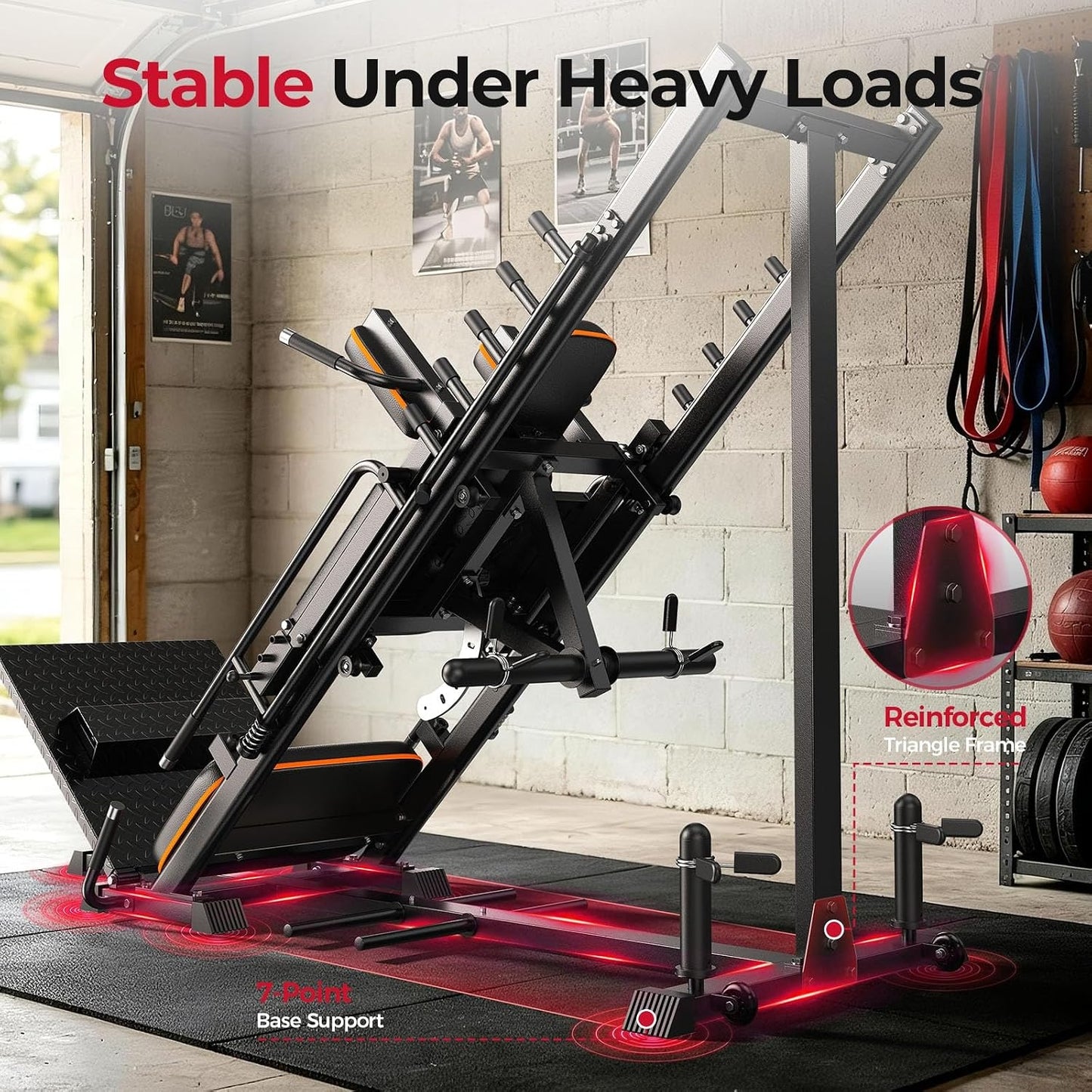 FEIERDUN 2-in-1 Leg Press Hack Squat Machine, Smoother & Zero-Maintenance Operation with Upgraded Roller System, Extended Full ROM, Heavy-Duty Leg Press Machine for Lower Body Strength Training