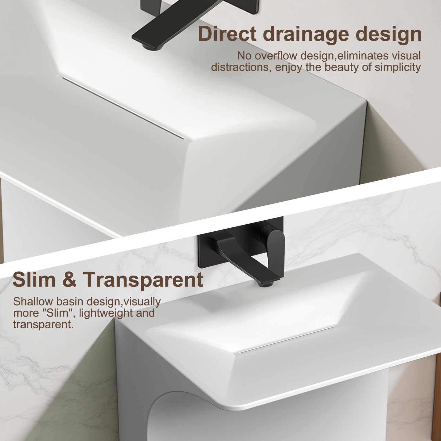 KOLIGEY 33.2'' Tall Solid Surface Pedestal Sink,White Bathroom Sink B607