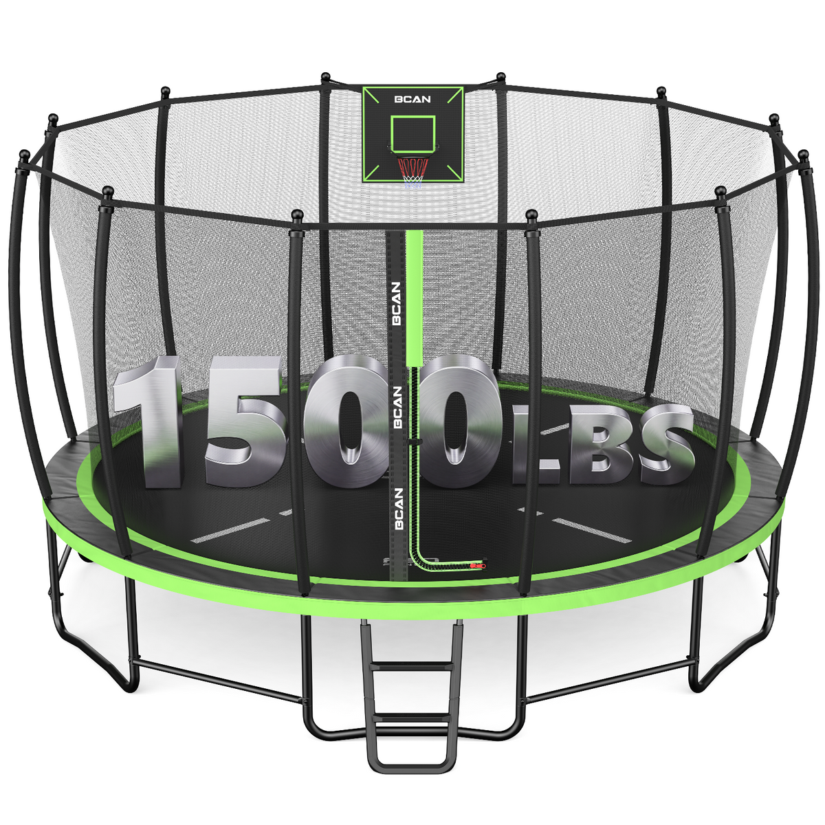 BCAN 16FT Recreational Trampoline with Enclosure for Kids Adults, ASTM Approved, Outdoor Trampolines with Ladder for Kids