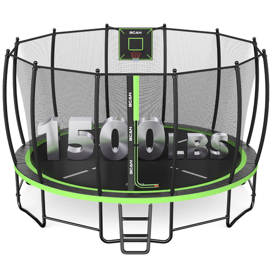 BCAN 16FT Recreational Trampoline with Enclosure for Kids Adults, ASTM Approved, Outdoor Trampolines with Ladder for Kids