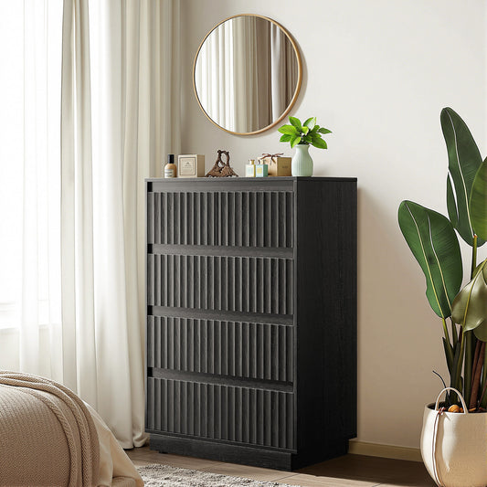 5-Drawer Dresser 27.5"W Single Dresser With Waveform Fluted Panel