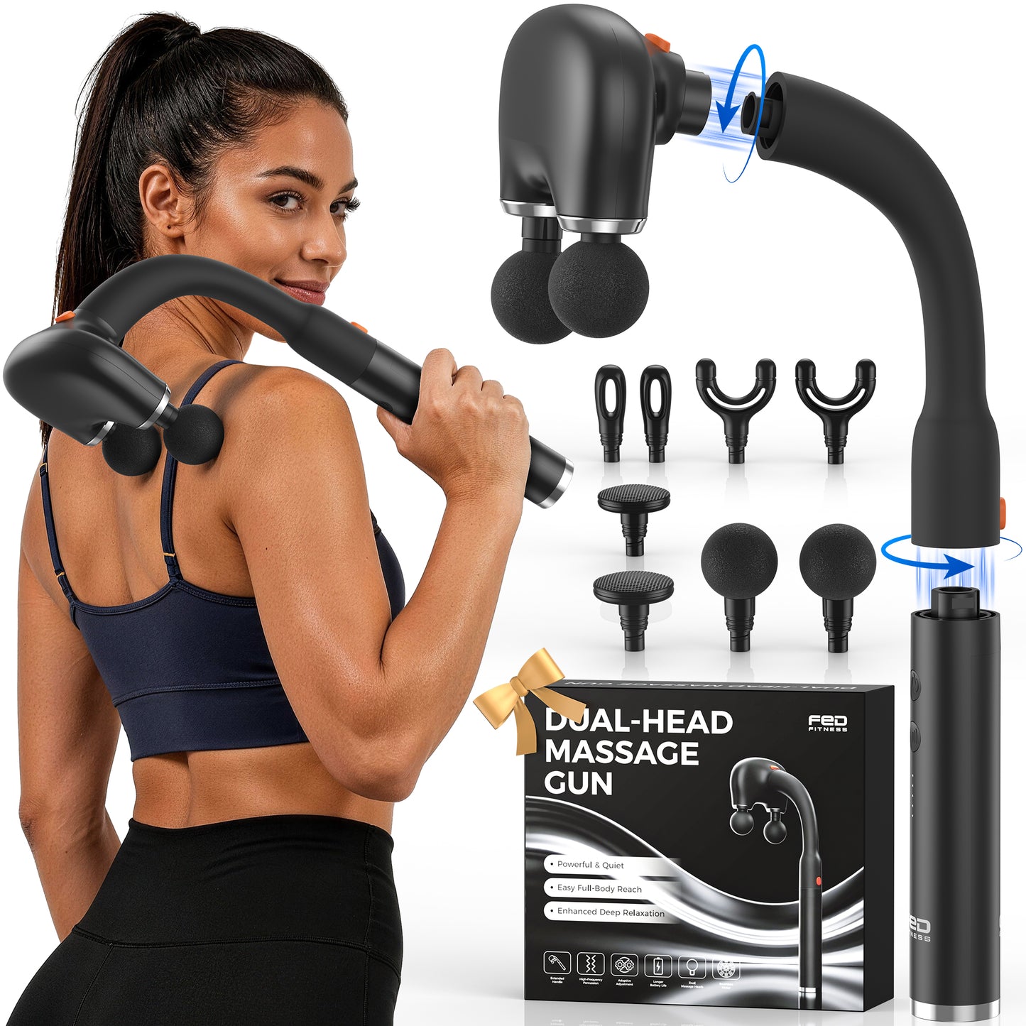 FED FITNESS Massage Gun, Deep Tissue Back Massage for Athletes for Pain Relief