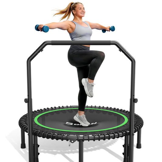BCAN 450/550LBS Mini Rebounder Trampoline for Adults with Bar, Fitness Trampoline with Bungees, Adjustable Handle, Stable & Quiet, Indoor Outdoor, Whole-Body Workout & Relaxation at Home-40IN/48IN (Copy)