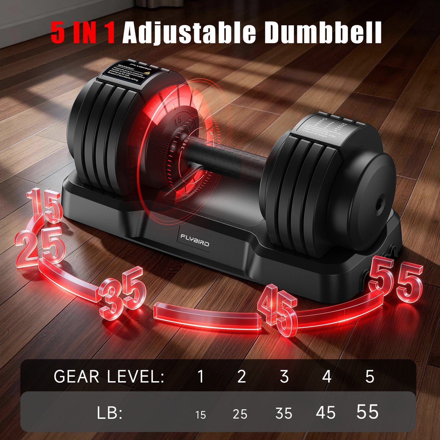 FED FITNESS 1 Pair 55LBS-Adjustable Dumbbell, Multiweight Options for Full Body Workout