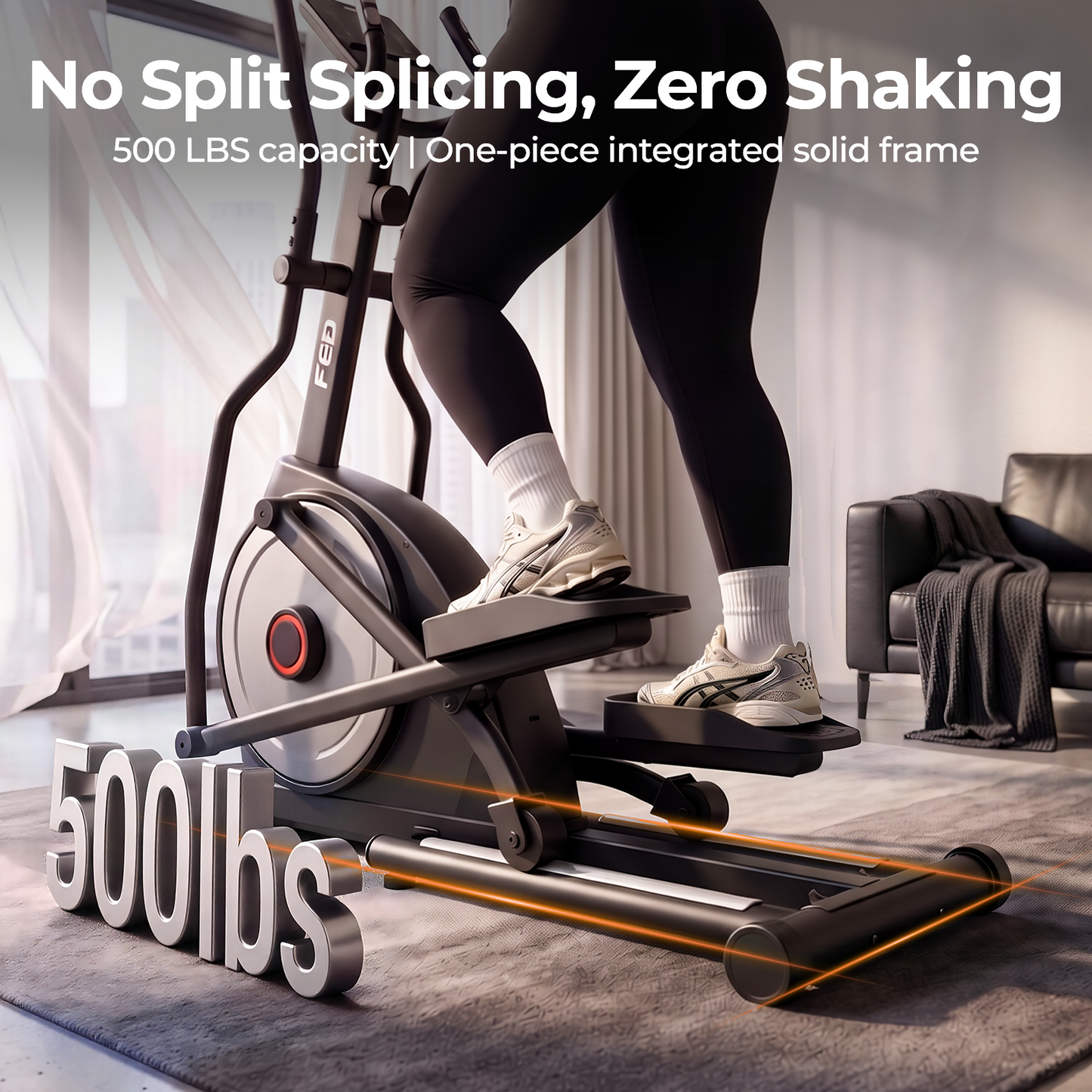 FED FITNESS Elliptical Exercise Machine with 15.5''-17'' Stride & Heart Rate Grips,Ultra Silent Magnetic Elliptical Machine for Home with 16 Levels Resistance