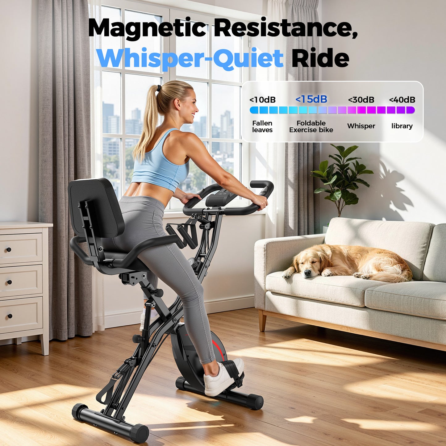 FED FITNESS 5 IN 1 Folding Exercise Bike with 6.6 LBS Flywheel & 16 Levels of Resistance, 330LB Weight Capacity Indoor Workout Cycling Bike for Home Gym (4.4)  92 ratings