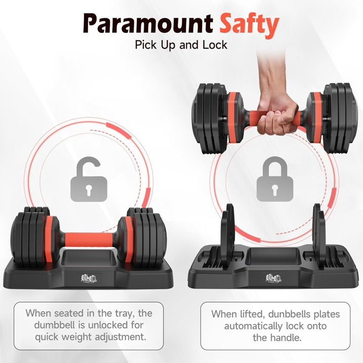 FED Fitness 55LB Adjustable Dumbbells Single,15LB to 55LB Hex Adjustable Dumbbells of 2 Anti-Slip Handle, Suitable for Home Gym Exercise Equipment