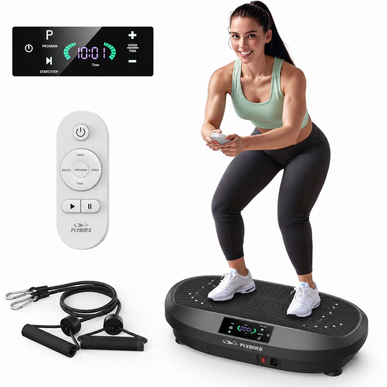 FLYBIRD Vibration Plate Exercise Machine, Adjustable Speed High Intensity Vibration for Muscle Toning Weight Loss Lymphatic Drainage, Full Body Workout Vibration Plate