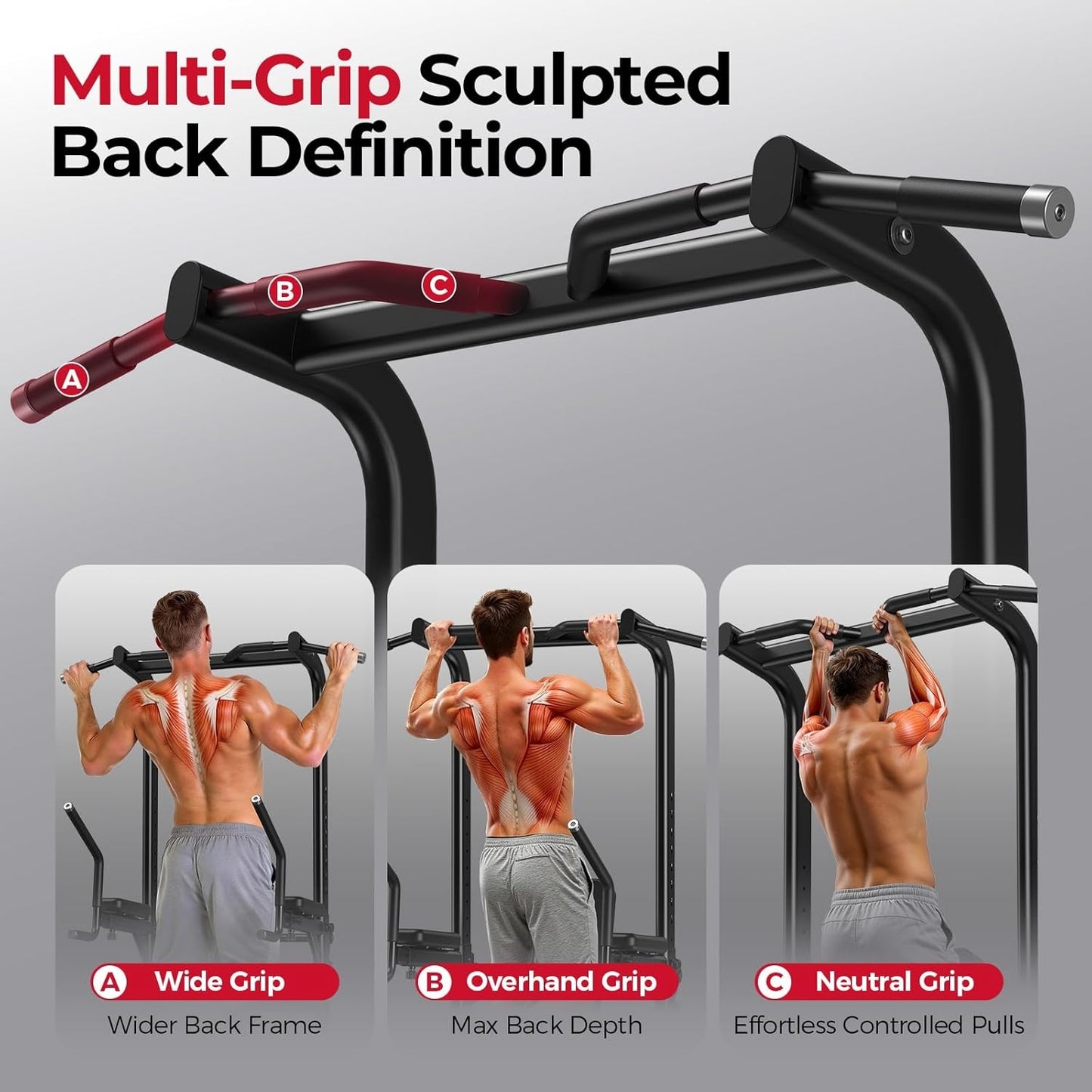 FED FITNESS Power Tower: Adjustable Multi-Function Pull Up & Dip Station, 800 lbs Capacity, Home Gym Strength & Ab Workout