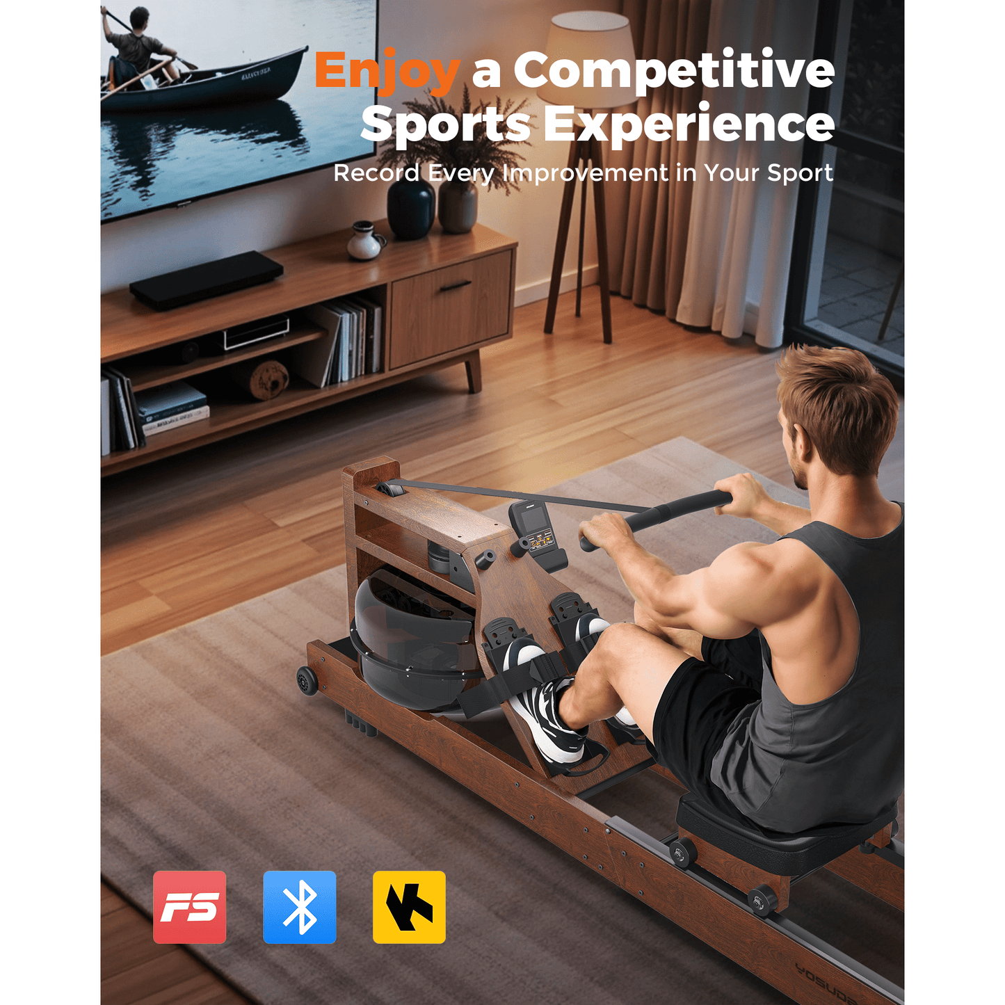 YOSUDA Foldable Water Rowing Machine for Home - 400LBS Capacity Rower