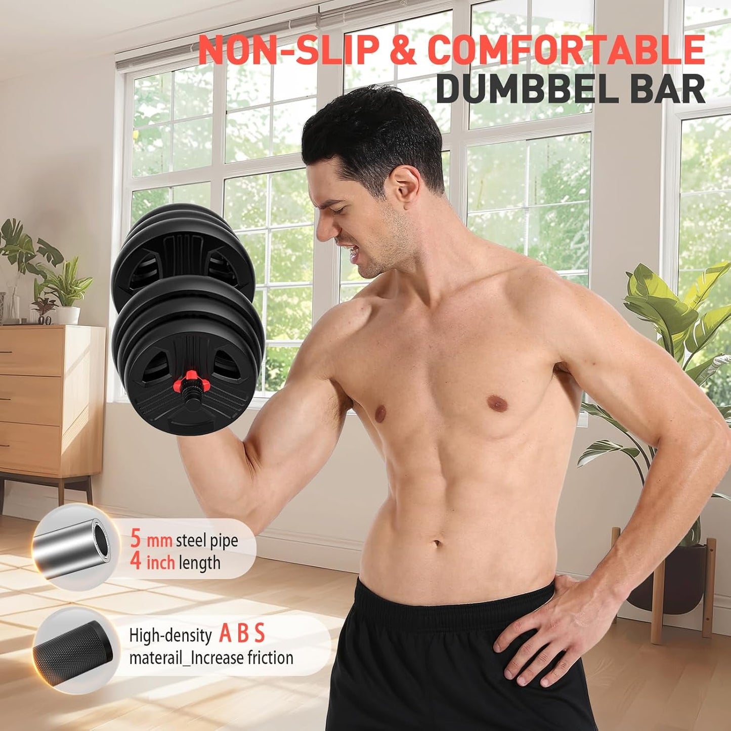 Adjustable Dumbbells,80lbs Free Weights Dumbbells Convertible 2 or 3 in 1 Set Used as Barbell, Kettlebells, A Pair of Lightweight for Home Gym