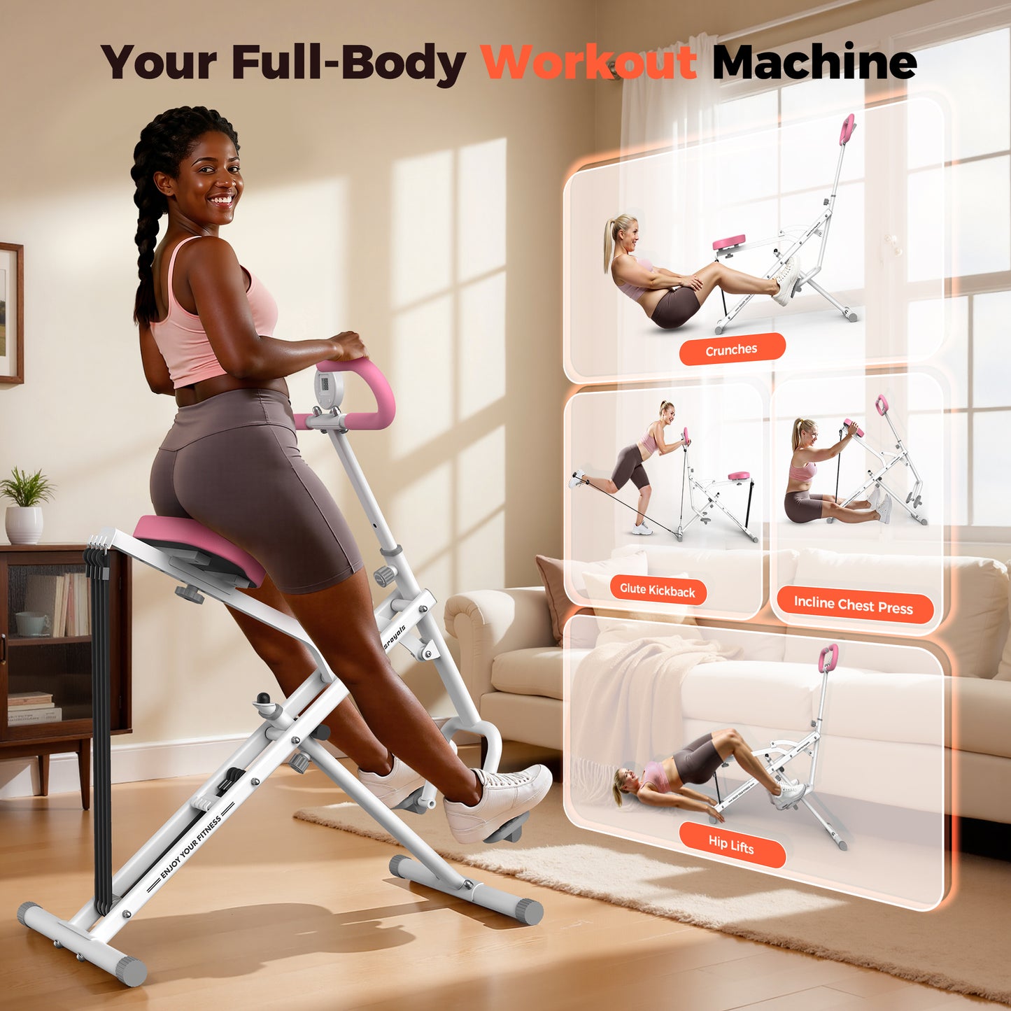 FLYBIRD Squat Machine-2 in 1 Squat Rowing Machine for Glutes Trainer & Leg Home Workout