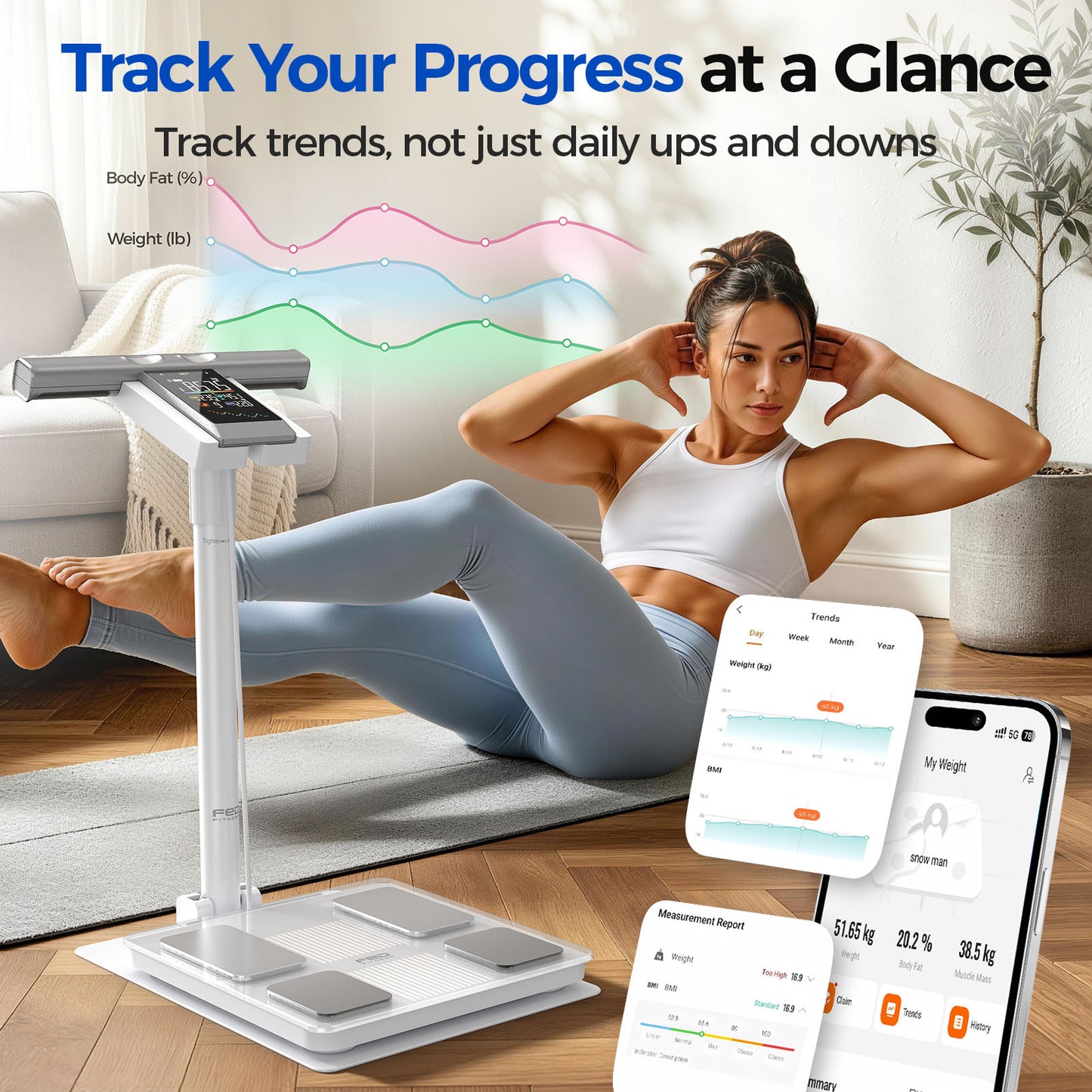 FED FITNESS Smart Scale for Body Weight,8-Electrode Body Composition Scale with BMI, Body Fat, Muscle Mass