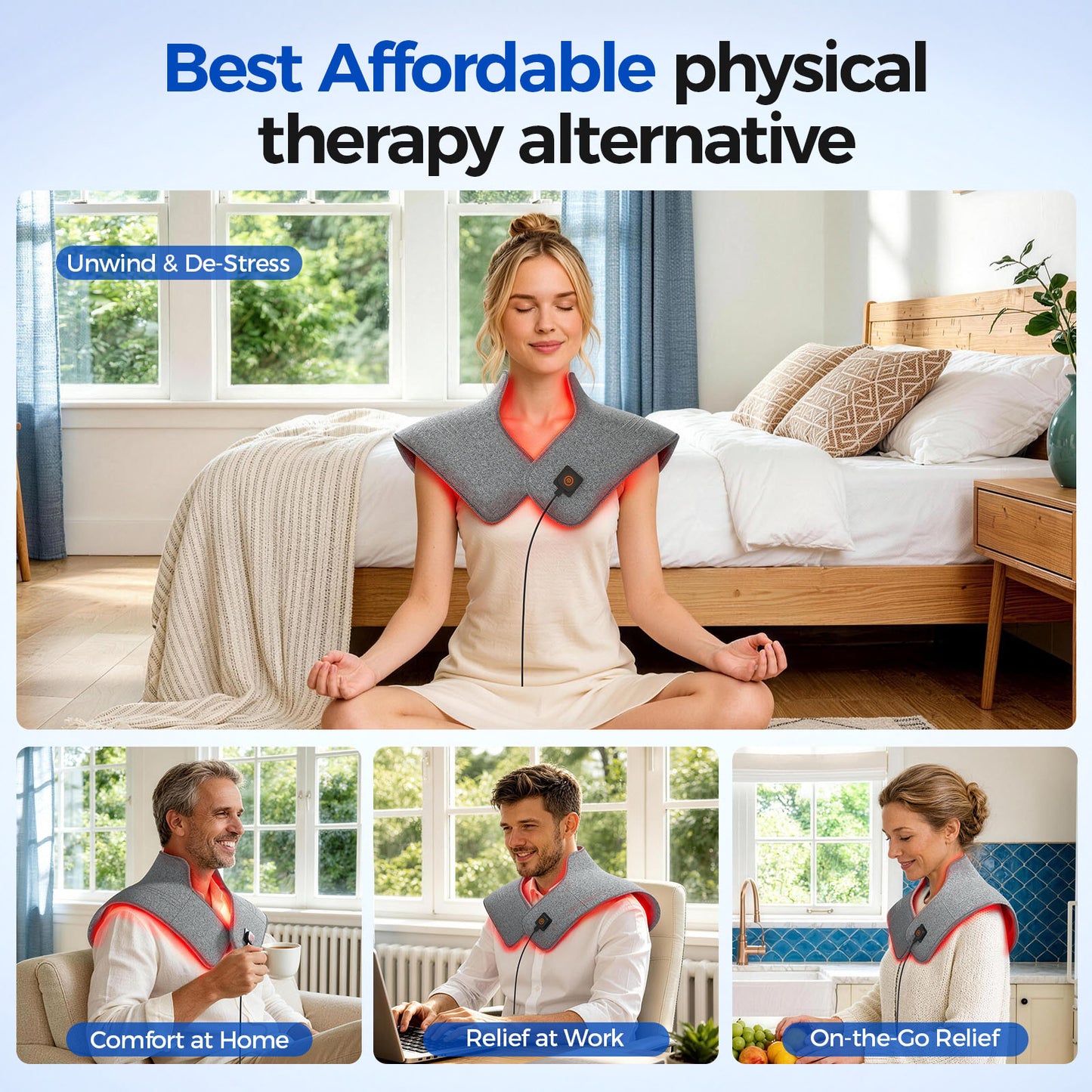 FED FITNESS Red Light Therapy Pad for Neck Shoulder, Wearable Near Infrared Light Wrap for Body