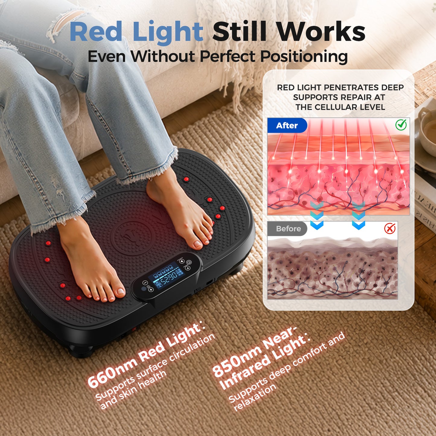 FED FITNESS Vibration Plate Exercise Machine,Curved Vibration Plate for Lymphatic Drainage Weight Loss,Workout Equipment for Women Men Home