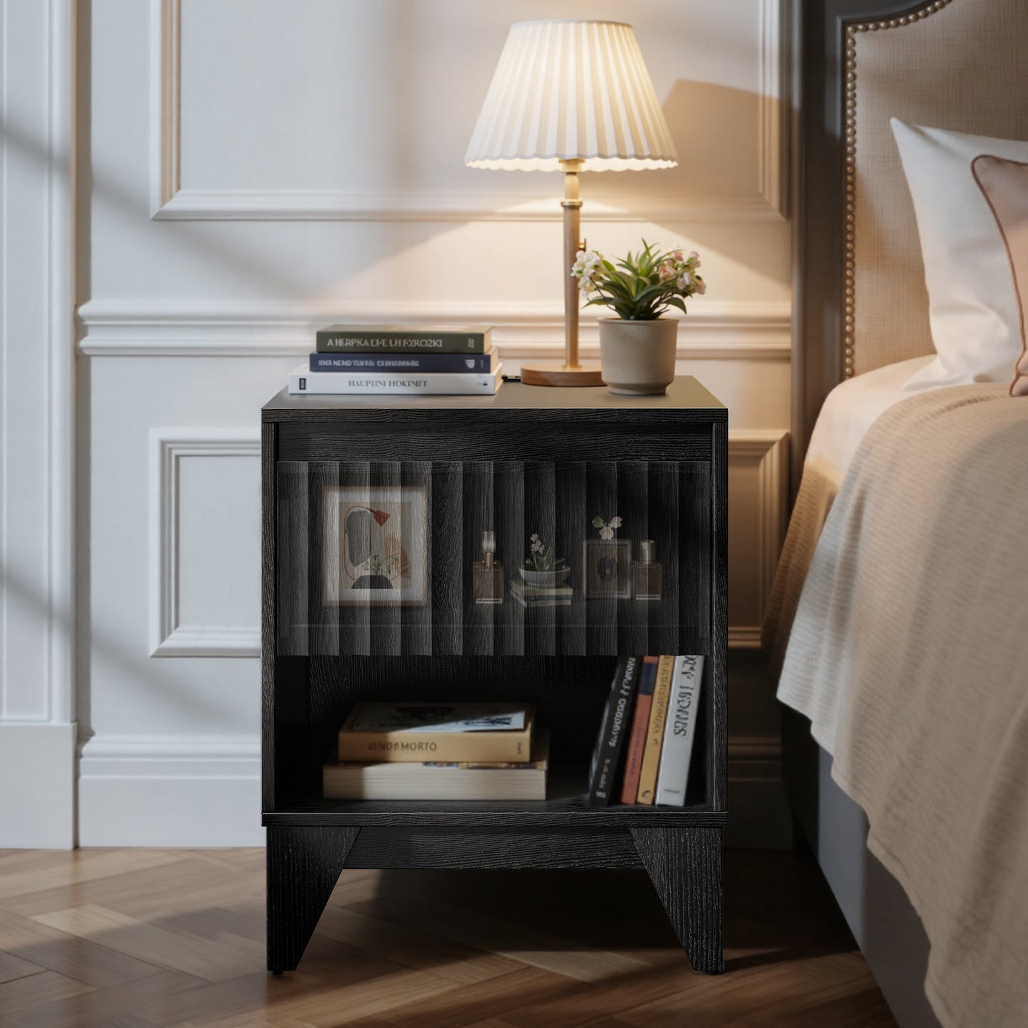 1 - Drawer Nightstand With Charging Station, Versatile Side Table With Storage