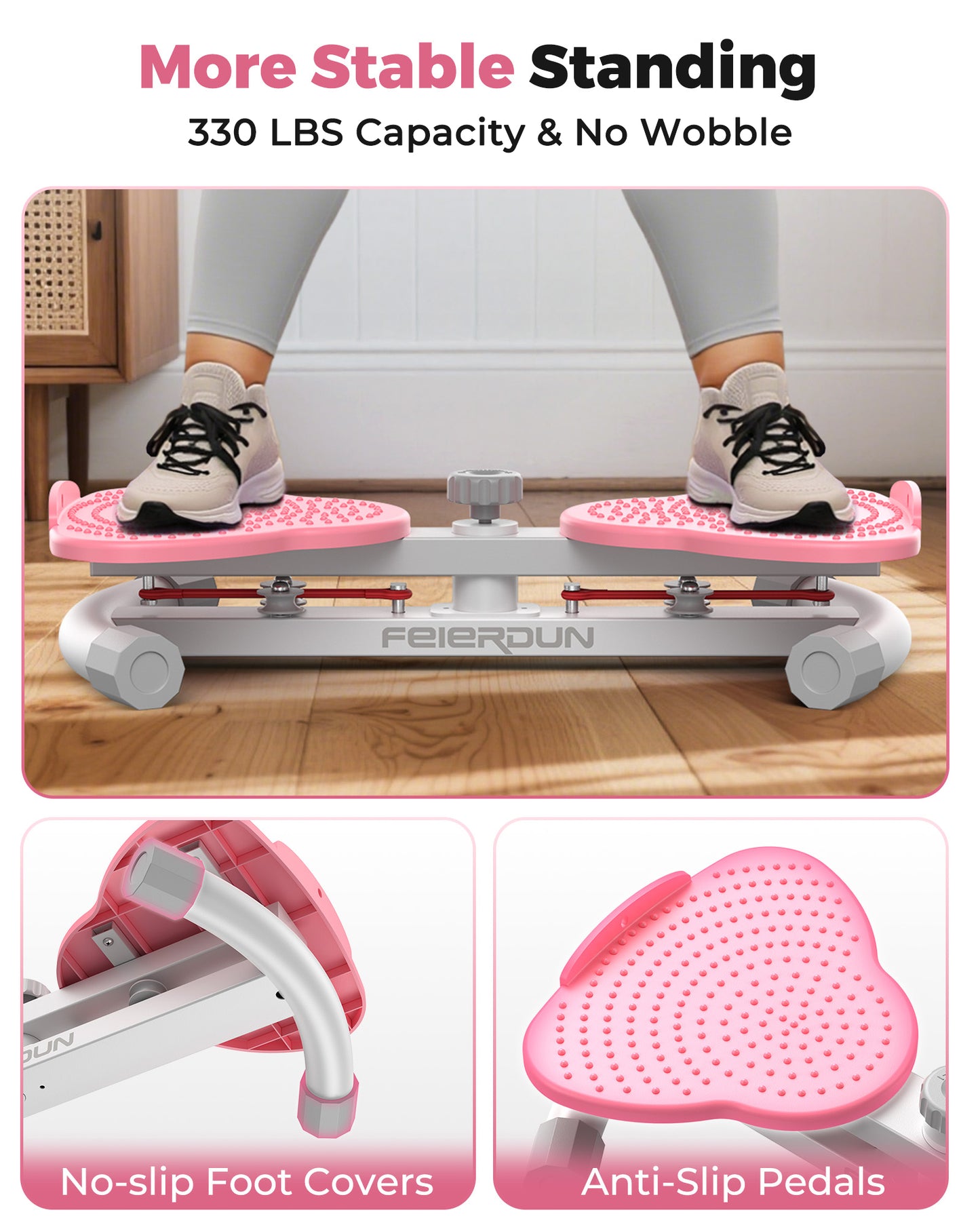 Feierdun Exercise Twist Boards for Home Workout,Waist Twister Machine Exercise,Balance Board for Weight Loss (Pink)