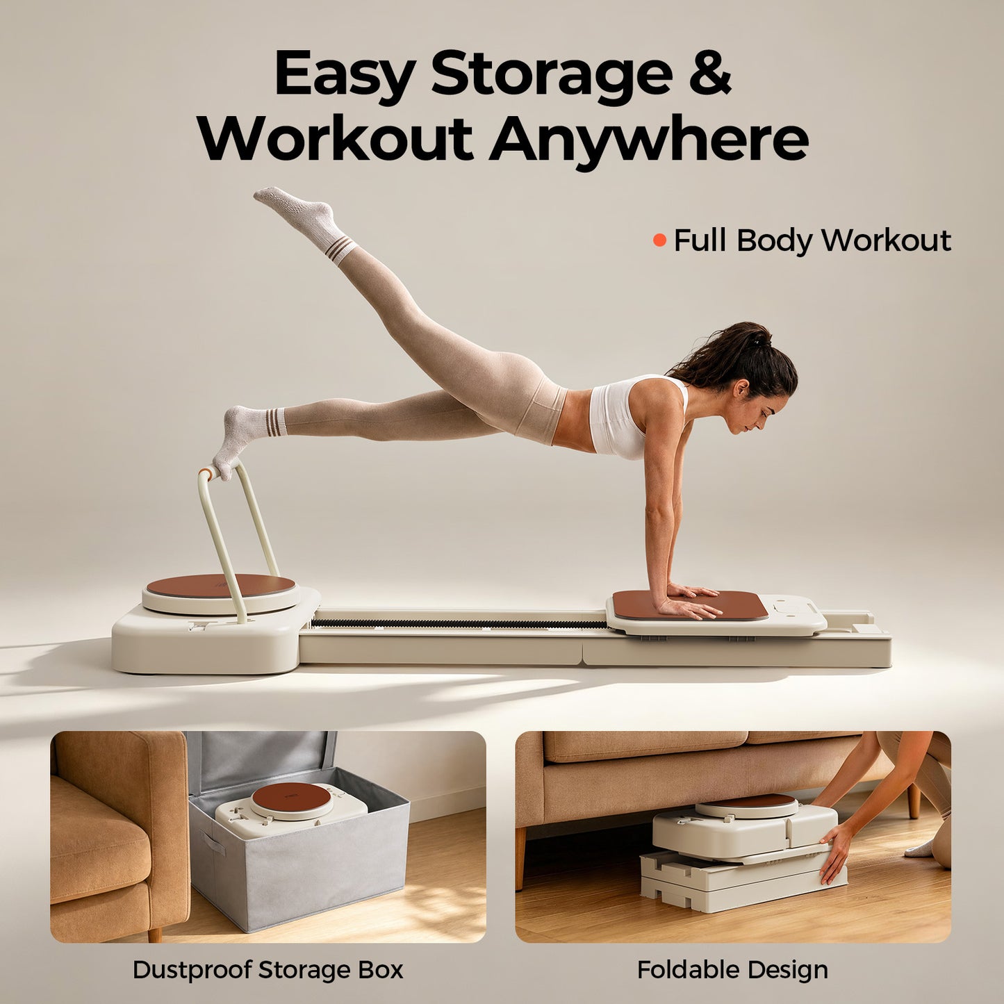 FED FITNESS Pilates Reformer Machine for Home, Extended Sliding Rail Pilates Equipment with Twisting Board, Full Body Exercise Trainer for Core Workout, Stretching, Flexibility and Balance Training