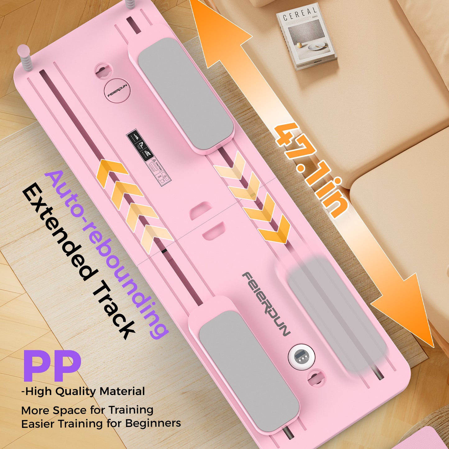 FEIERDUN 5 in 1 Folding Pilates Board, Pilates Reformer Set with 300 LBS Weight Capacity, Portable Home Pilates for Woman (Pink)