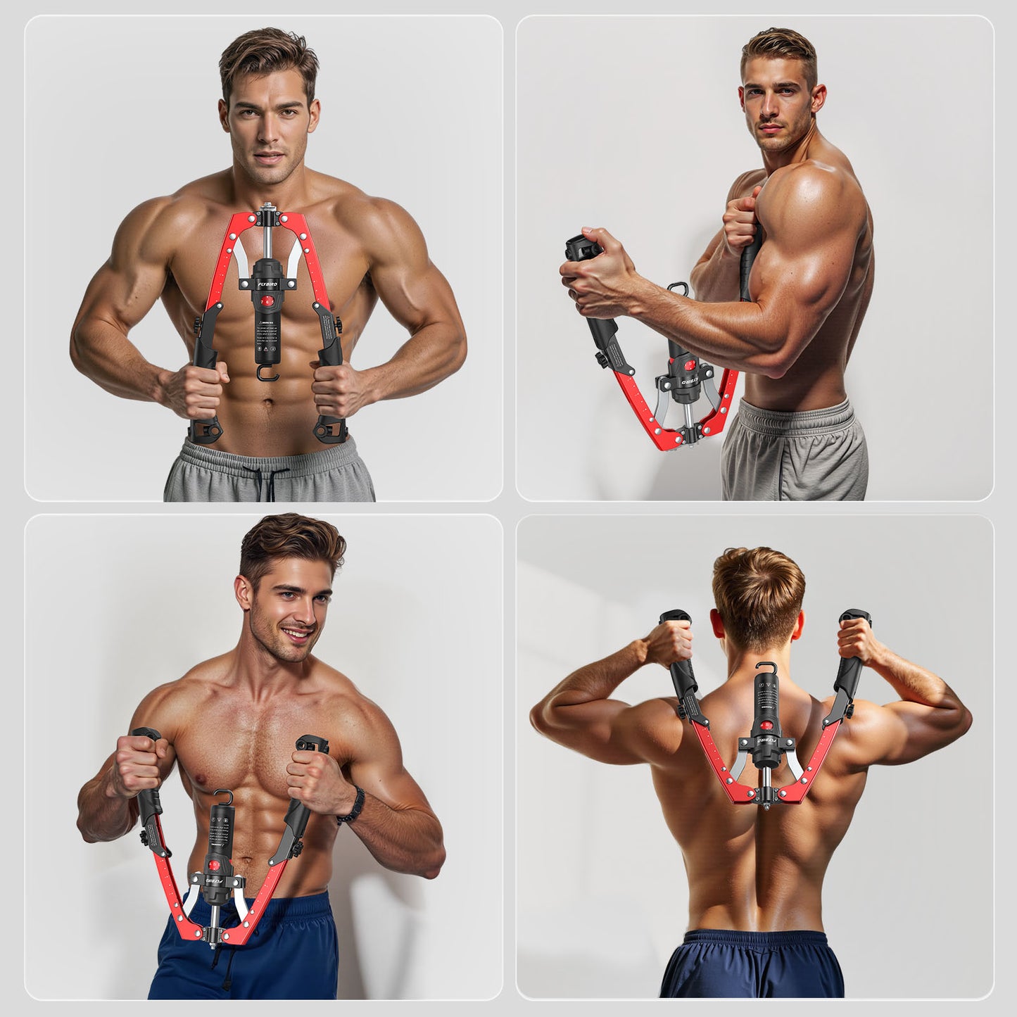 All-in-one YOSUDA Chest Trainer: Hydraulic Power Chest Press (22-440lbs), Arm Twister, and Ab Roller Wheel. Includes Backpack & Pad.