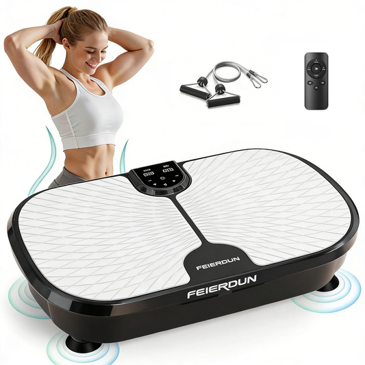 FEIERDUN Vibration Plate Exercise Machine, 400 LBS Capacity Vibration Plate for Lymphatic Drainage, Max Space for Whole-Body Workout & Relaxation at Home