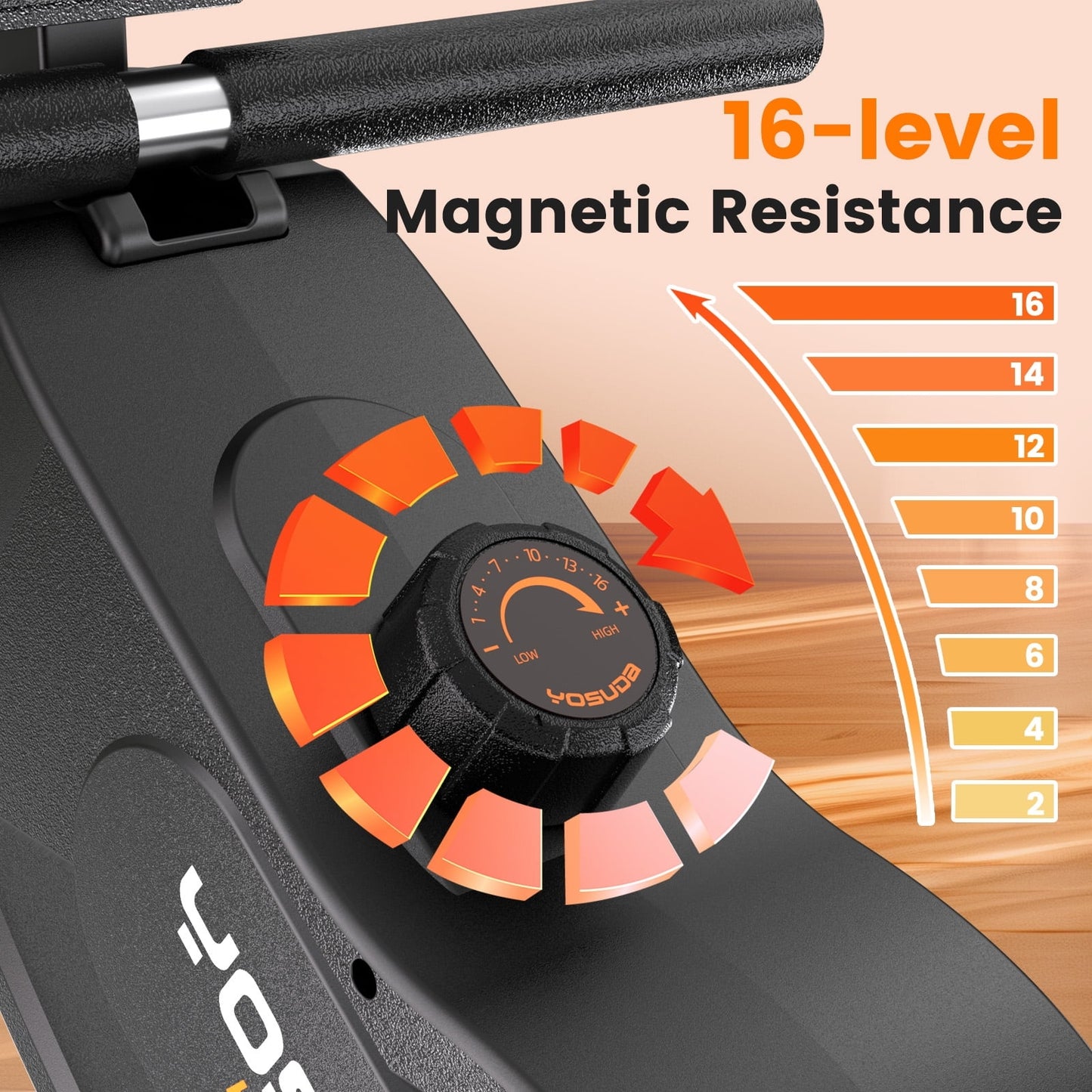 YOSUDA Magnetic Rowing Machine 350 LB Weight Capacity , Foldable Rower for Home Use with 16-Level Max 115lbs Adjustable Resistance and Bluetooth