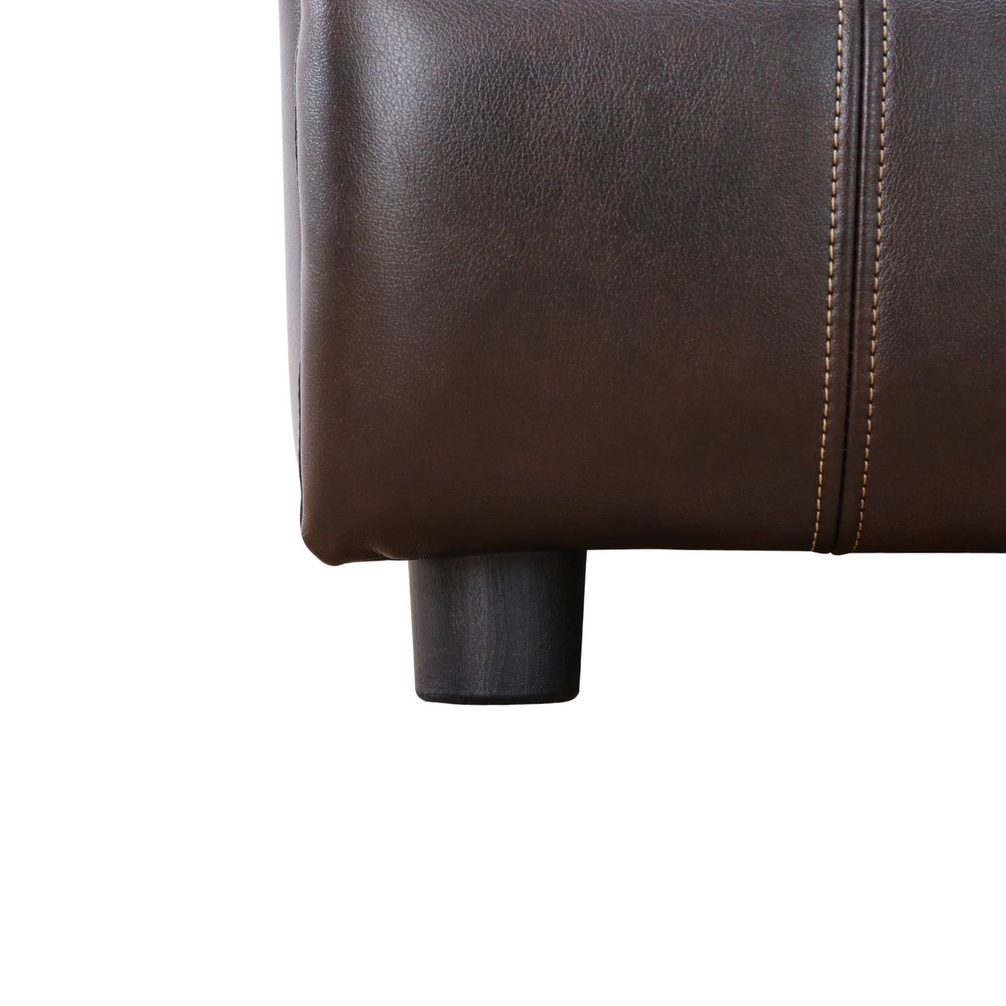 KOLIGEY Brown Breathing Leather Living Room Sectional Recliner Arm Chair