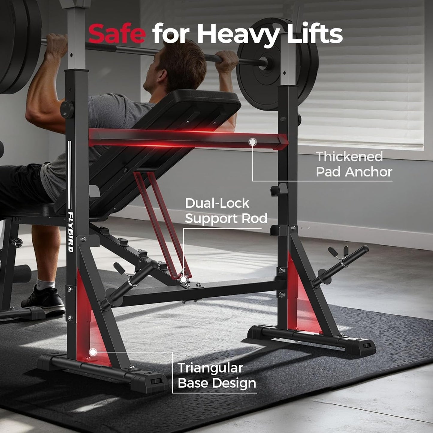 FLYBIRD Standard Weight Bench with Preacher Curl, Leg Developer