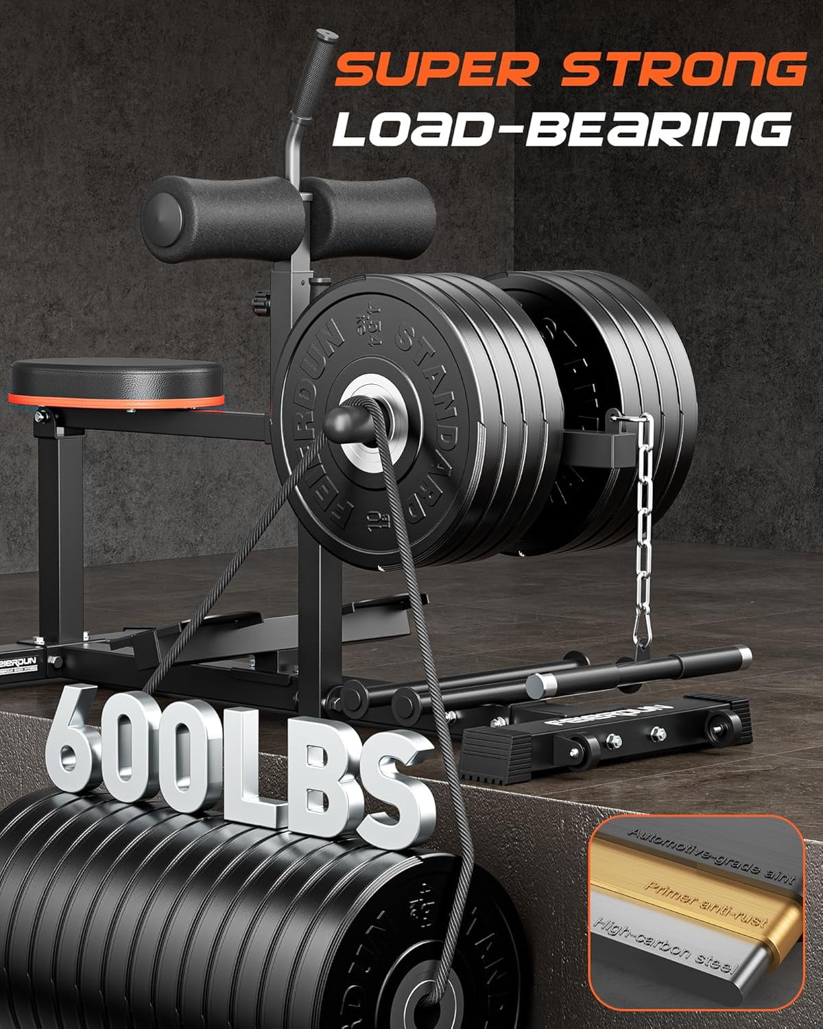 FEIERDUN Adjustable Seated Calf Raise Machine with Band Pegs and Bicep Curl Handle for Leg Training and Exercise - Home Gym Equipment