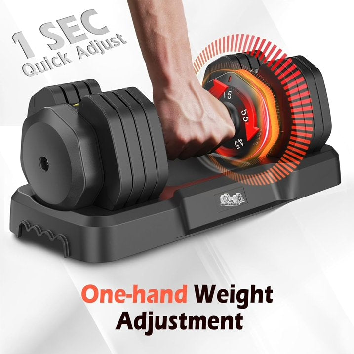 FED Fitness 55LB Adjustable Dumbbells Single,15LB to 55LB Hex Adjustable Dumbbells of 2 Anti-Slip Handle, Suitable for Home Gym Exercise Equipment