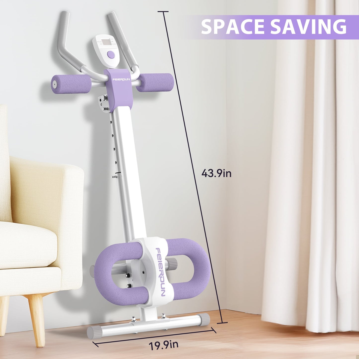 Foldable Ab Machine, Adjustable Ab Machine Full Body Workout for Home Gym, Core & Abdominal Trainer Fitness Equipment for Body Shaping with LCD Display