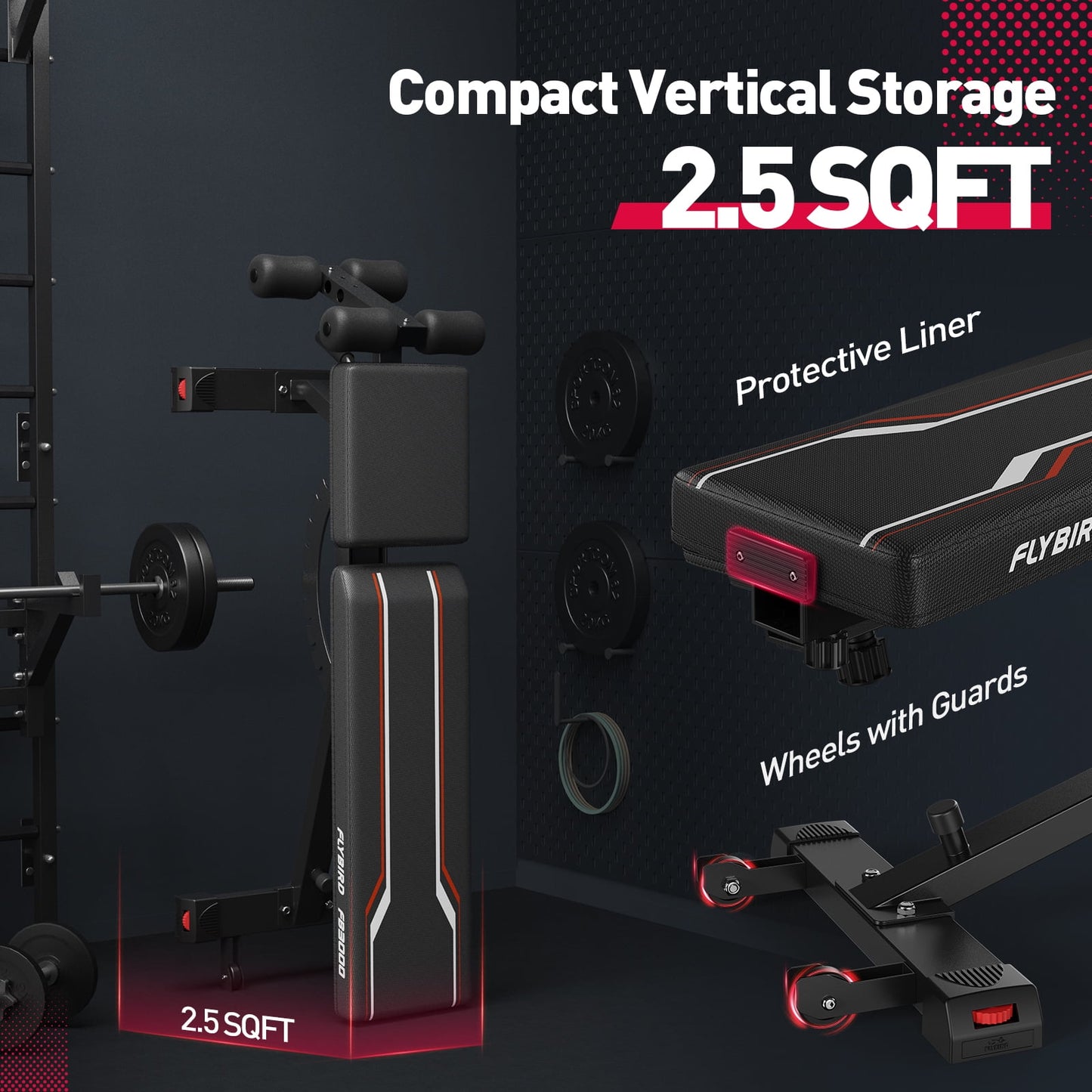 FLYBIRD Adjustable Weight Bench, 1200LBS Foldable Strength Training Bench