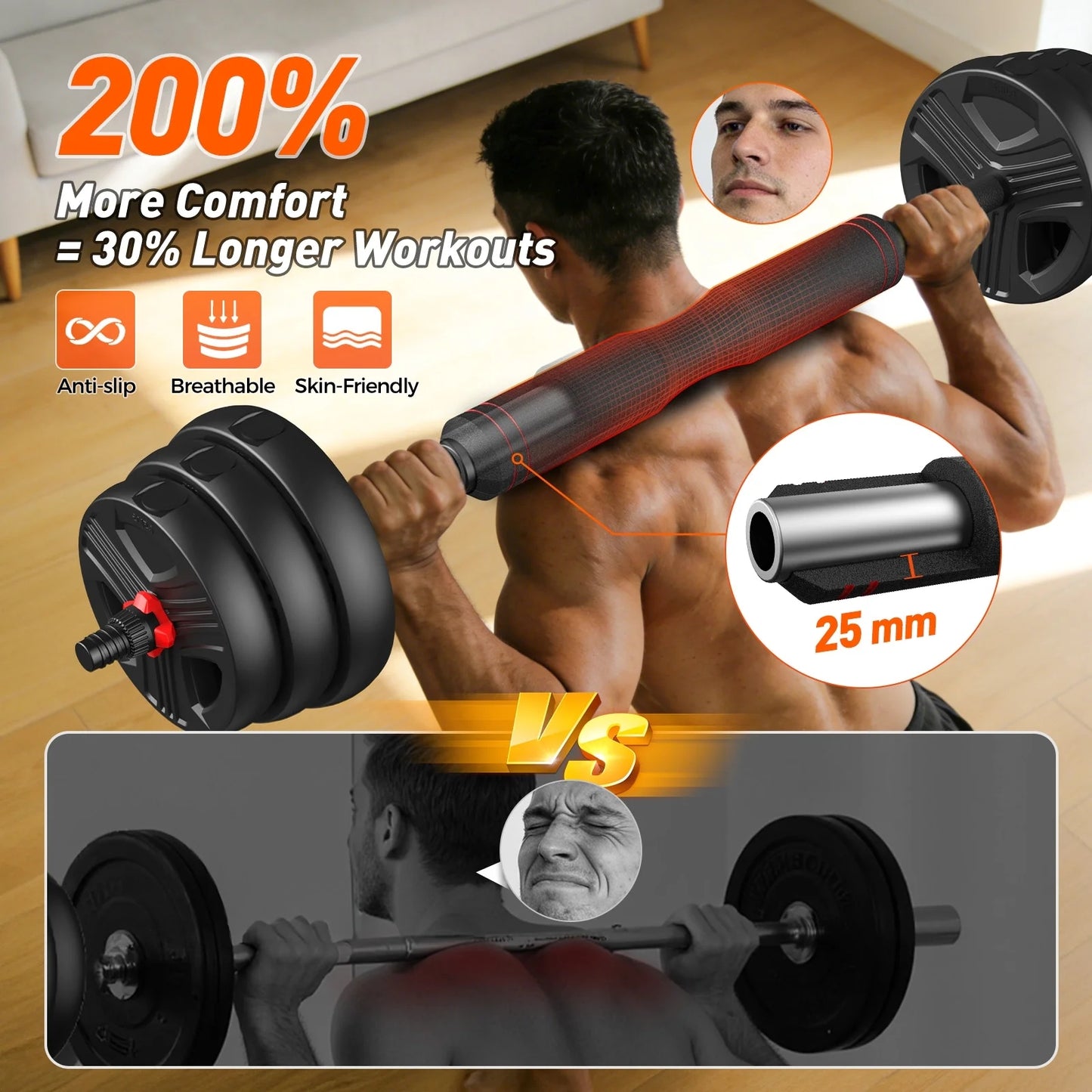 FED FITNESS Adjustable Dumbbells, 35lbs Free Weight Set with Connector, 5 in1 Dumbbells Set as Barbell, Kettlebells,Fitness Exercises for Home Gym
