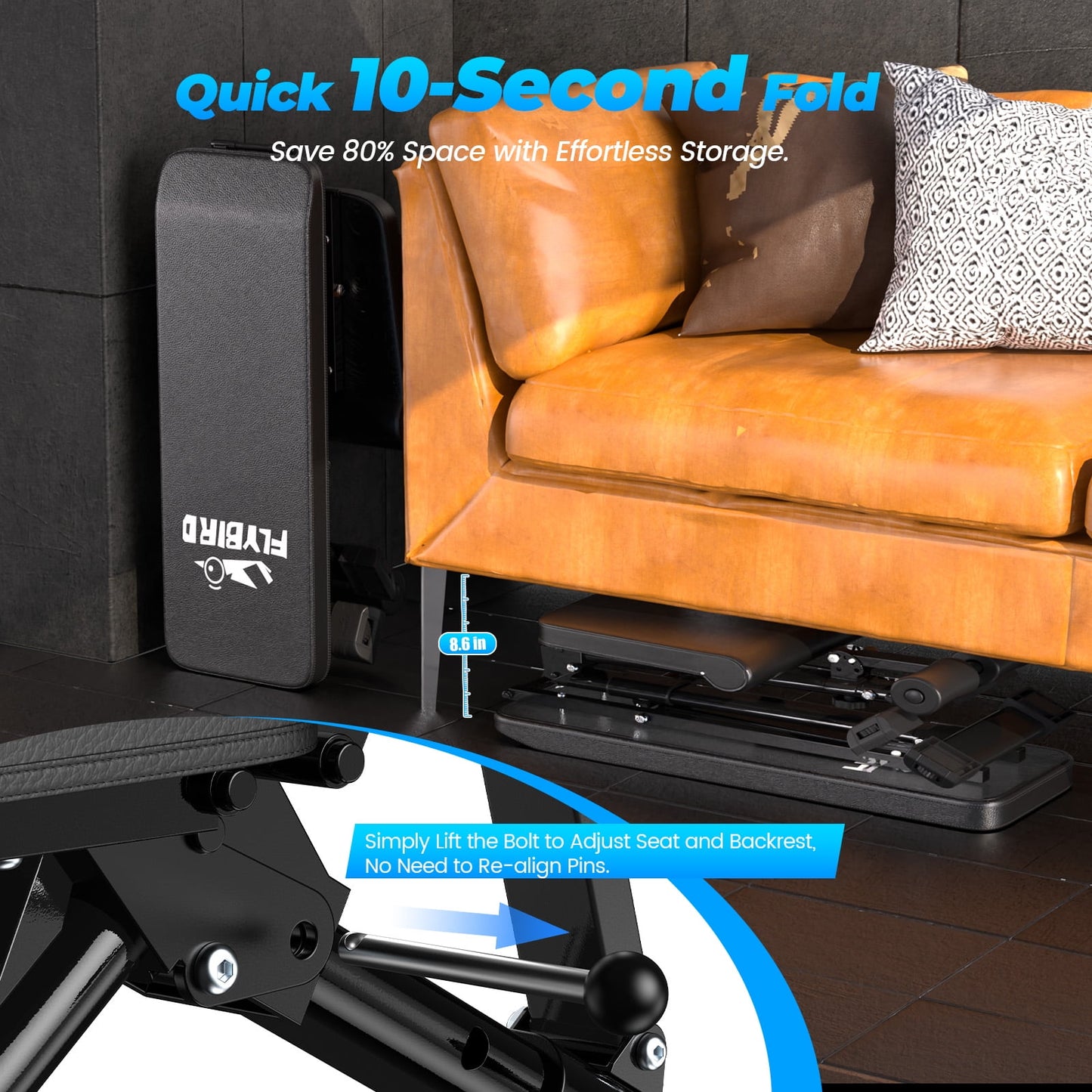 Flybird Collapsible Adjustable Weight Bench - Heavy Duty Foldable Fitness Exercise Utility