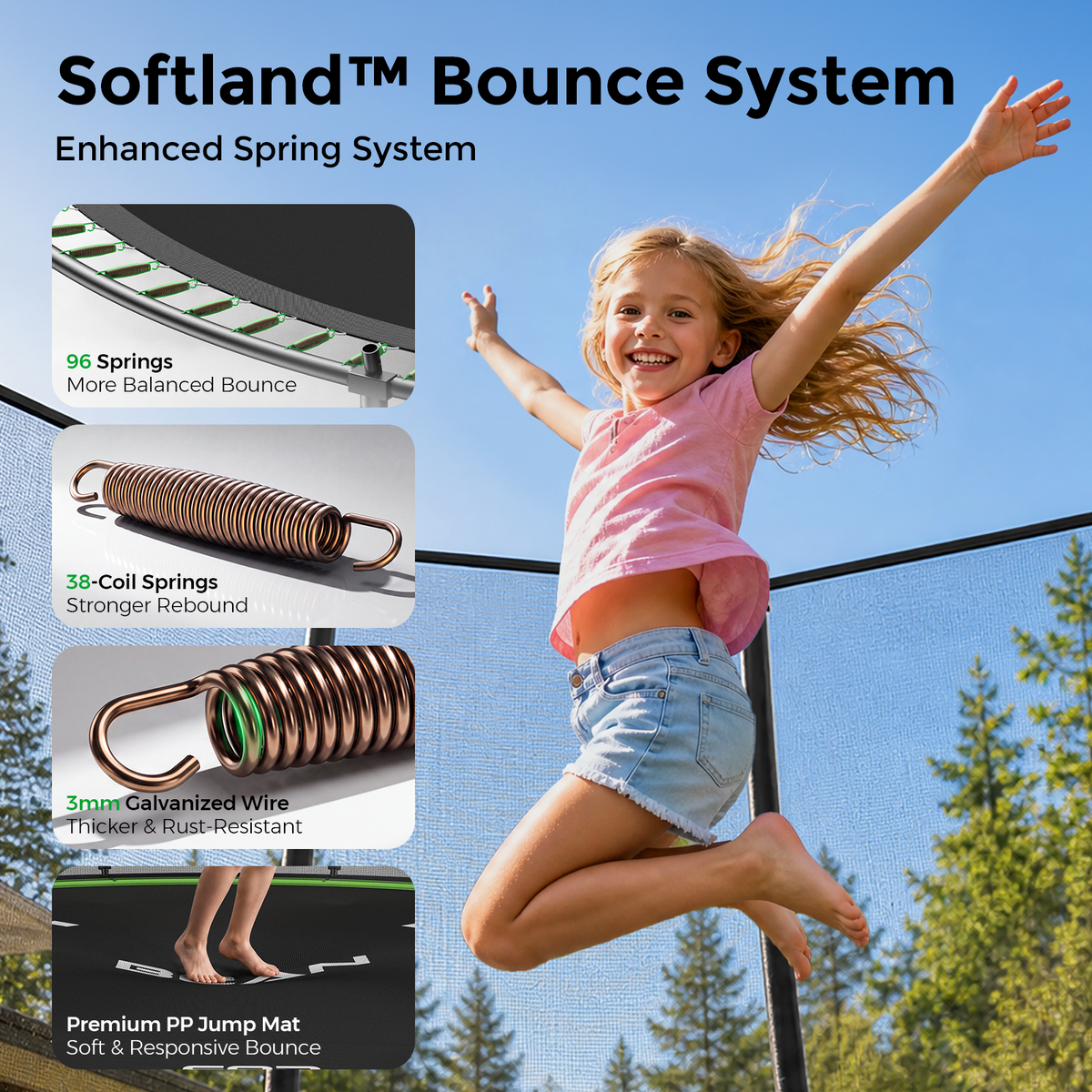 BCAN 16FT Recreational Trampoline with Enclosure for Kids Adults, ASTM Approved, Outdoor Trampolines with Ladder for Kids